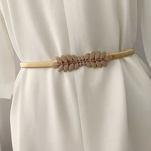 Cross Bow Leaf Metallic Stretchable Belt
