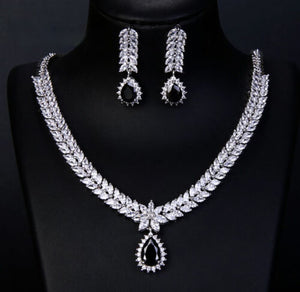 Georgina 18k White Gold Plated Swarovski Crystal Black Stone