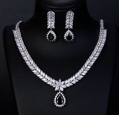 Georgina 18k White Gold Plated Swarovski Crystal Black Stone